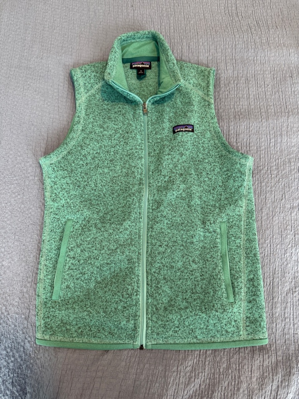 Patagonia Speckled Mint Green Fleece Zip-Up Vest